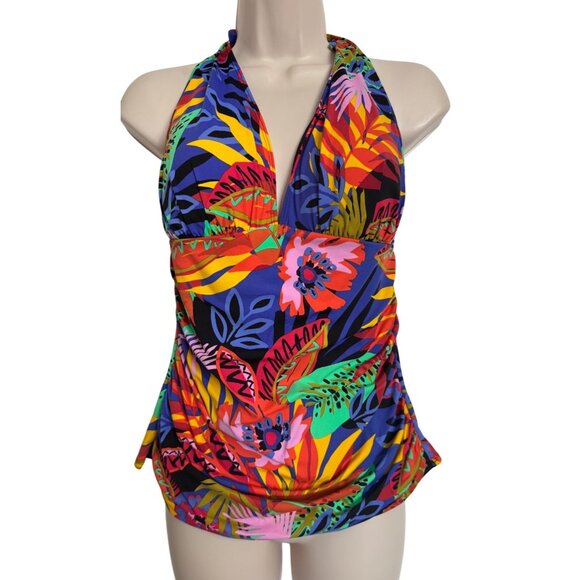 Bleu Rod Beattie Tankini Top Size 12 Halter NWT Padded C-DD Cup Adjustable - Picture 1 of 9